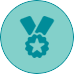 Blue cartoon medal
